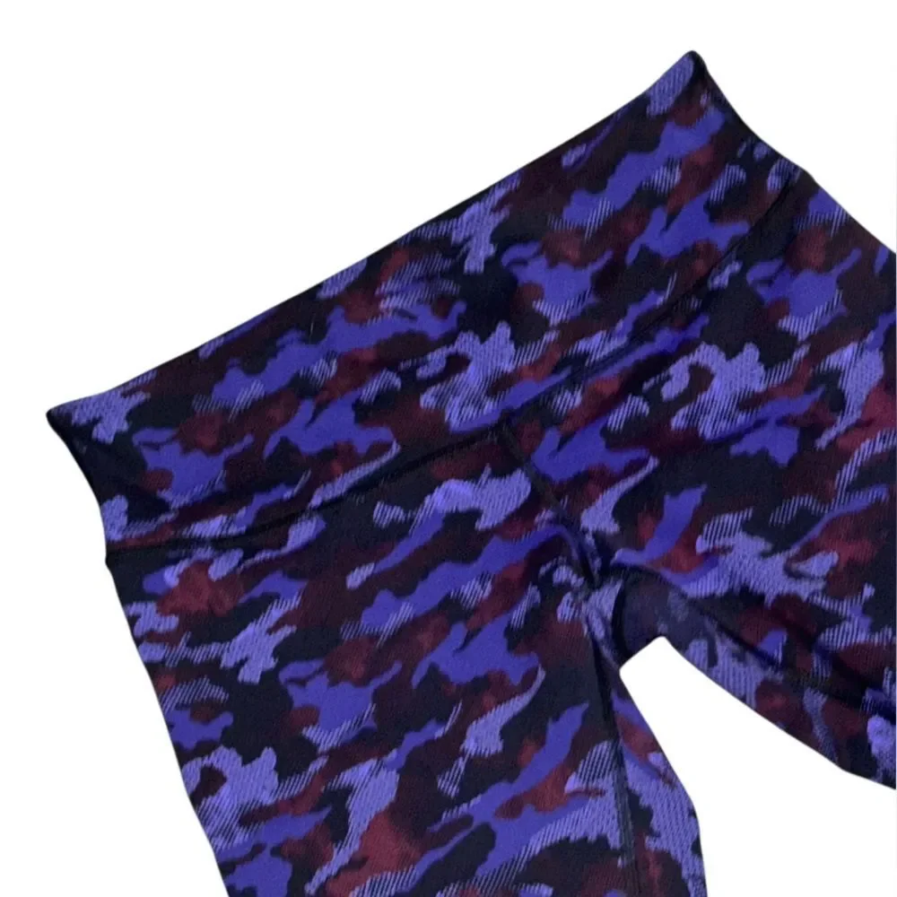 LULULEMON ATHLETICA blue black Wunder Under Crop III Camo Emperor leggings sz 8